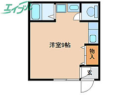 プチモールエイワ 3階ワンルームの間取り