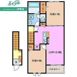 ライラック　Ｂ 2階2LDKの間取り