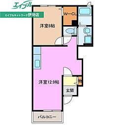 メゾンサンパティーク　I棟 1階1LDKの間取り