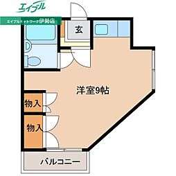 メゾンイースト 2階ワンルームの間取り