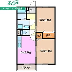メゾン浜郷　Ｂ棟 1階2DKの間取り