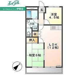 クォリティーメゾンＢ棟 1階2LDKの間取り