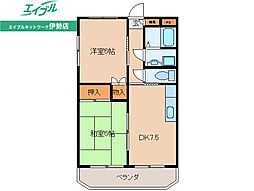 コーポアイリス 1階2DKの間取り