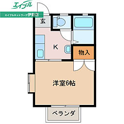 メゾンアミータ 2階1Kの間取り