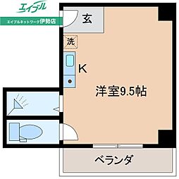 伊勢ビル ワンルームの間取図画像