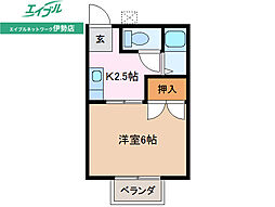 ロイヤルキクエイ 1Kの間取図画像