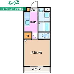 テージス2 1Kの間取図画像