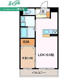 伊勢市岡本3丁目マンション 1LDKの間取図画像