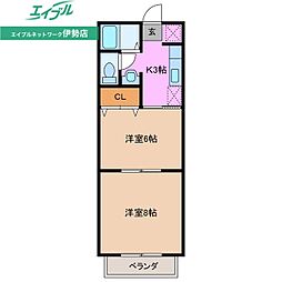 コーポみやけ 2Kの間取図画像