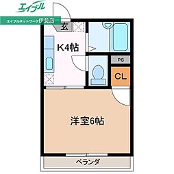 フローラルコーポ 1Kの間取図画像