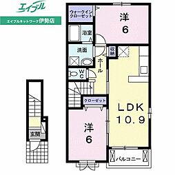 アルドールA 2LDKの間取図画像
