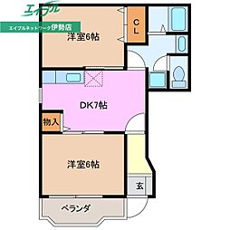 デュエットB 2DKの間取図画像