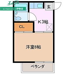 コスモハイツ 1Kの間取図画像