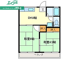 コーポモミヤマ 2DKの間取図画像