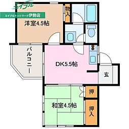 フジタ鳥羽マンション 2DKの間取図画像