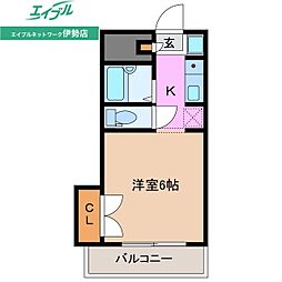 エステートピア岩渕 1Kの間取図画像