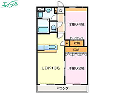 フルスパッセンＣ 2階2LDKの間取り