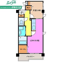 Ｍ’ｓ南ヶ丘 1階1LDKの間取り