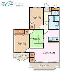 中川ファーストマンションV 4階3LDKの間取り