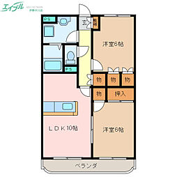 エスポワールＭ 4階2LDKの間取り