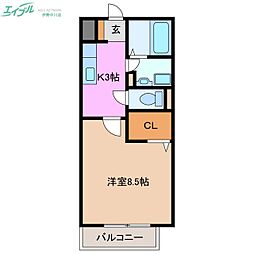 ボナンザ 1階1Kの間取り