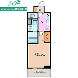 ラフィーネ 6階1Kの間取り