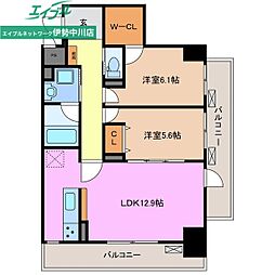 ラフィーネ 2階2LDKの間取り