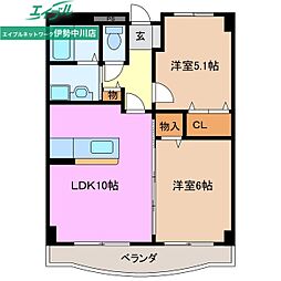 オビー・ビュー 2LDKの間取図画像