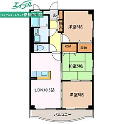KUMOZUガーデンハイツ 3LDKの間取図画像
