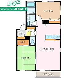 アーバンスクエアB 2LDKの間取図画像