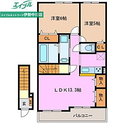 ラーツゥデルマーレ2 2LDKの間取図画像