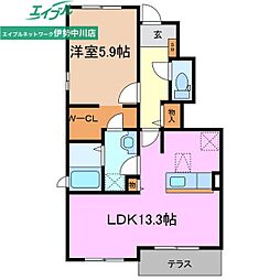 グランドステージ豊潤D 1LDKの間取図画像