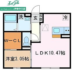 コンフォースコートB 1LDKの間取図画像