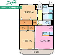 グリーンヒルマオ 2LDKの間取図画像