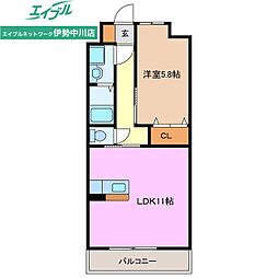 シャンティーク 1LDKの間取図画像