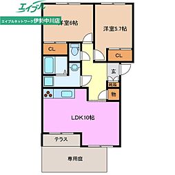 グリーンコーポセブンズシルクB 2LDKの間取図画像