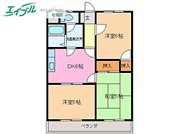 ラ・ブランシュ 2階3DKの間取り