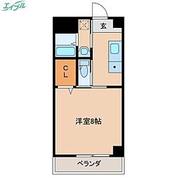 イヅミビルIII 4階1Kの間取り