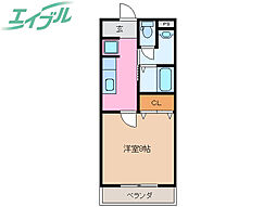 憧夢 1階1Kの間取り