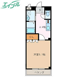 Ｅ−ＳＴＡＧＥ II 2階1Kの間取り