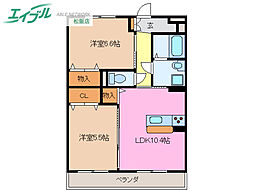 プリマベーラ． 3階2LDKの間取り