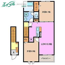 ライラック　Ｂ 2階2LDKの間取り