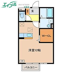 マルカート松阪 1階ワンルームの間取り