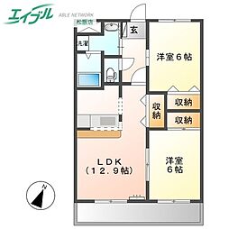 メゾンアムール 2階2LDKの間取り