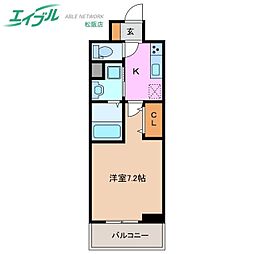ラフィーネ 2階1Kの間取り