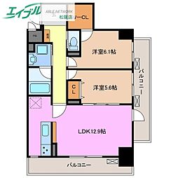 ラフィーネ 2階2LDKの間取り
