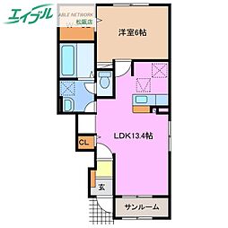 コーパル　Ａ 1階1LDKの間取り