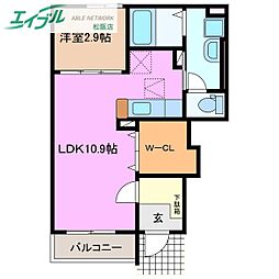 パサージュ 1階1LDKの間取り
