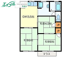 コーポアキ 1階3DKの間取り