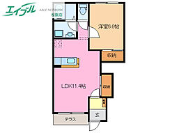 エクシード1 1LDKの間取図画像
